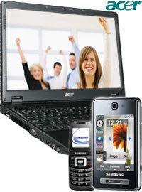 Bundle Notebook Acer + Samsung SGH-F480 + SGH-B130